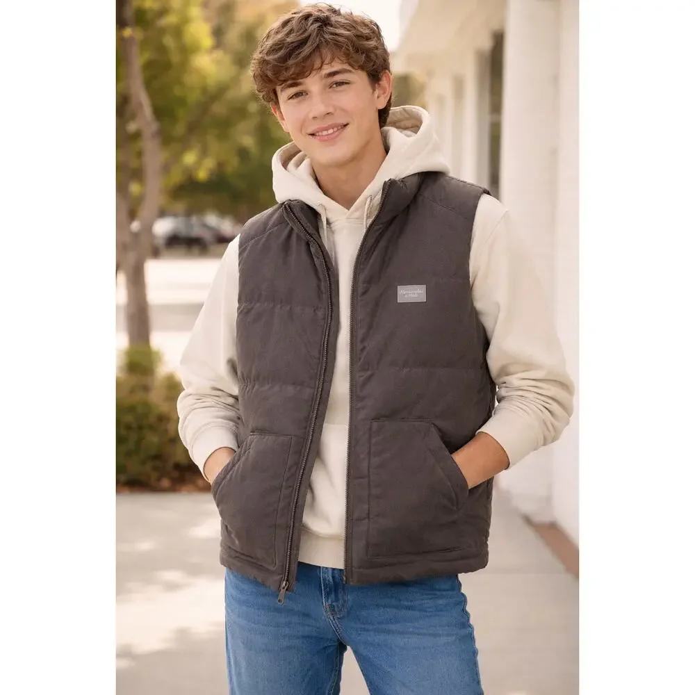 Abercrombie & Fitch Kids Black Puffer Vest Youth 15/16 L Warm Zip Up